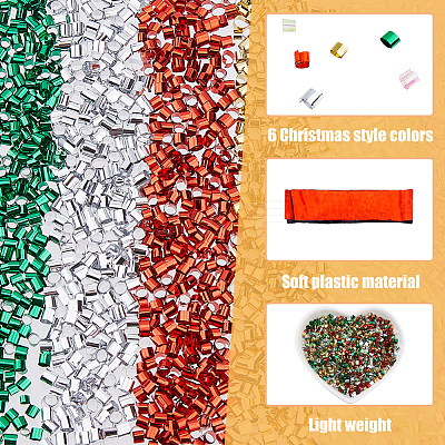 12702Pcs 6 Colors Christmas Theme Plastic Tube Beads FIND-DC0006-28B-1