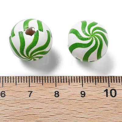Printed Schima Wood European Beads WOOD-G023-15A-1