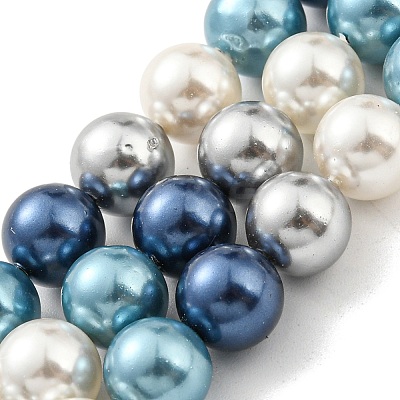 Electroplated Shell Pearl Beads Strands X-SHEL-F008-03B-07-1