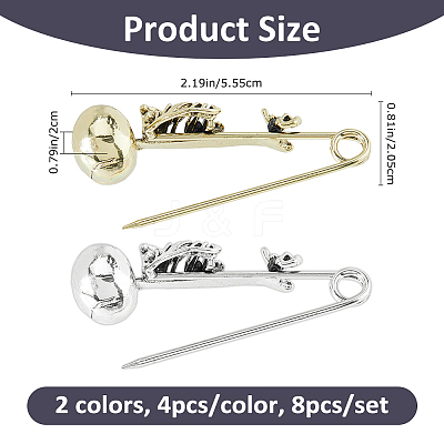 8Pcs 2 Colors Skeleton Halloween Zinc Alloy Brooch JEWB-FH0002-36-1
