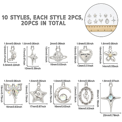 20Pcs 10 Style Alloy Pendants FIND-CA0006-46-1
