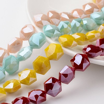 Electroplate Opaque Solid Color Glass Beads Strands EGLA-M021-M-1
