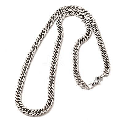 6MM 304 Stainless Steel Cuban Link Chain Necklaces for Men NJEW-B134-08B-P-1