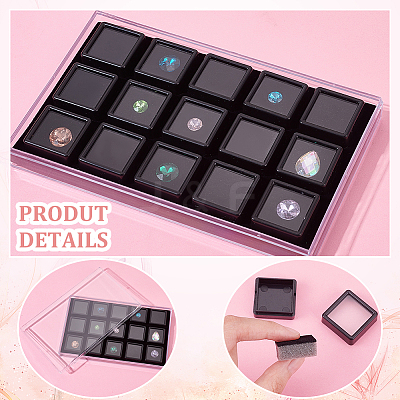 15Pcs Mini Square Acrylic Glass Window Boxes Sets CON-WH0088-43A-1