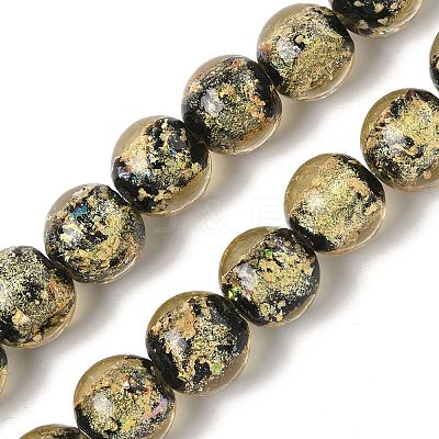 Handmade Luminous Foil Glass Beads LAMP-K039-42-1