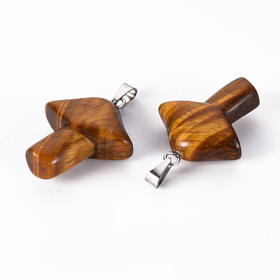 Natural Tiger Eye Pendants X-G-R480-02F-1