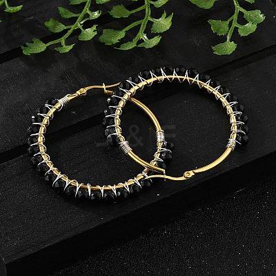 Beaded Hoop Earrings X-EJEW-JE03830-04-1