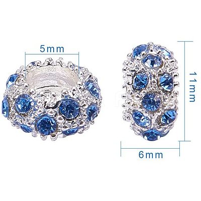 Alloy Rhinestone European Beads Set CPDL-PH0001-01-1