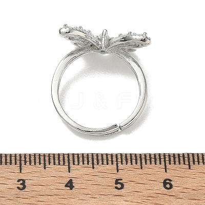 Adjustable Brass Butterfly Finger Rings with Clear Cubic Zirconia CU-CBA7E55-18P-01-1