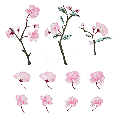 11Pcs 7 Styles Rayon Iron on/Sew on Cloth Patches PATC-FH0001-37-1