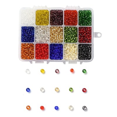 375G 15 Colors Glass Seed Beads SEED-JP0004-01-4mm-1