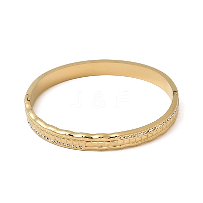 304 Stainless Steel Rhinestone Hinged Bangles for Women BJEW-B168-10G-1