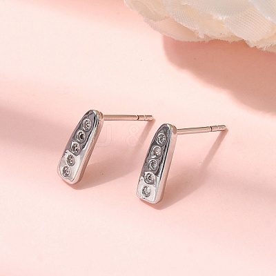 Teardrop Brass Micro Pave Clear Cubic Zirconia Stud Earrings EJEW-H180-26P-1