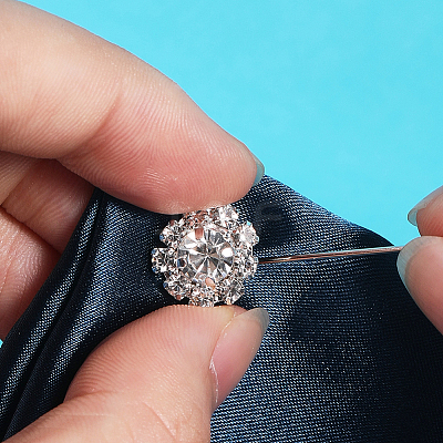 10Pcs Alloy Rhinestone Shank Button for Garment Accessories BUTT-GF0001-29-1
