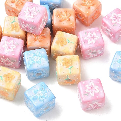 Carved Opaque Acrylic European Beads AC-CBA1172-01-1