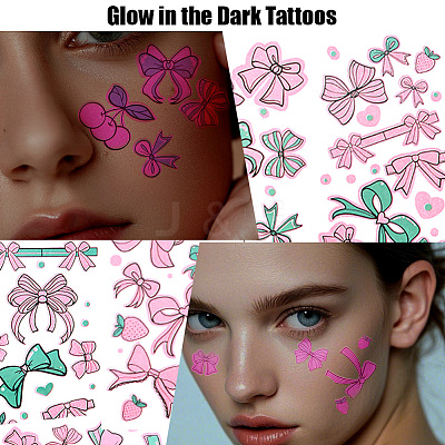 20 Sheets Luminous Water Proof Removable Temporary Tattoos Stickers AJEW-SP0002-81A-1