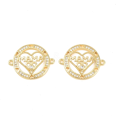 Mother's Day Brass Micro Pave Clear Cubic Zirconia Word Mama Connector Charms KK-F931-17B-G-1