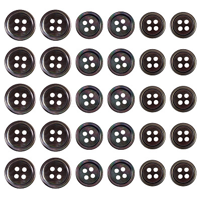 60Pcs 3 Styles Natural Black Lip Shell Buttons BUTT-TA0001-25-1
