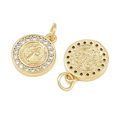 Religion Brass Micro Pave Clear Cubic Zirconia Pendants CU-CBA9482-01G-04-1