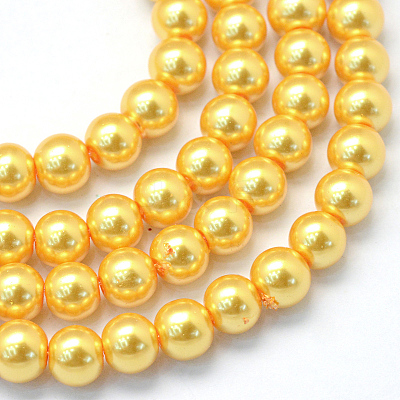 Baking Paint Pearlized Glass Pearl Round Bead Strands HY-Q330-8mm-56-1