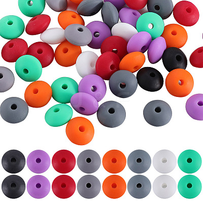 96Pcs 12 Colors Food Grade Eco-Friendly Silicone Abacus Beads SIL-SC0001-87C-1