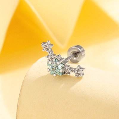 Brass Pave Cubic Zirconia Star Cartilage Earrings FS-WG0D3BD-05-1