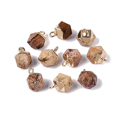 Natural Picture Jasper Pendants G-N359-18G-13-1