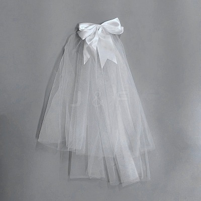 Bowknot Polyester Mesh Bridal Veils AJEW-WH20067-071-1