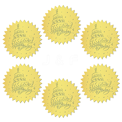 12 Sheets Self Adhesive Gold Foil Embossed Stickers DIY-WH0451-023-1