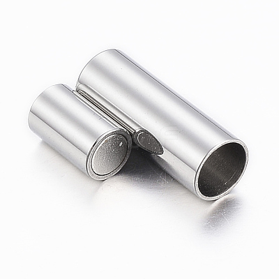 Tarnish Resistant Smooth 304 Stainless Steel Magnetic Clasps with Glue-in Ends X-STAS-H402-21P-4mm-1