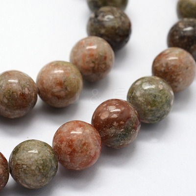 Natural Unakite Beads Strands G-I199-19-6mm-1