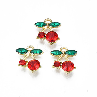 Rack Plating Alloy Rhinestone Pendants X-PALLOY-S139-017-1