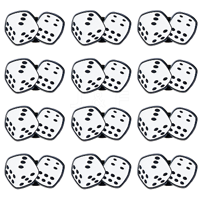 12Pcs Dice Enamel Pin JEWB-FH0003-03-1