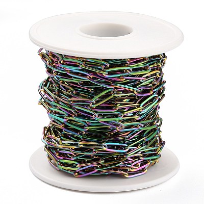 Ion Plating(IP) 304 Stainless Steel Paperclip Chains CHS-O010-03MC-1