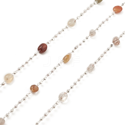 Natural Mixed Gemstone Nugget Beaded Chains CHC-M025-65S-1
