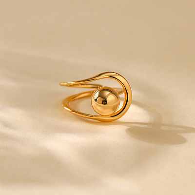 Round Beaded Brass Adjustable Finger Rings FS-WG25FED-01-1