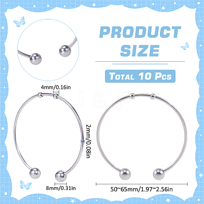 10Pcs Fashion 304 Stainless Steel Cuff Bangles Set BJEW-SC0001-20-1