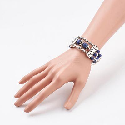 Three Loops Tibetan Style Alloy Wrap Bracelets BJEW-JB03324-02-1