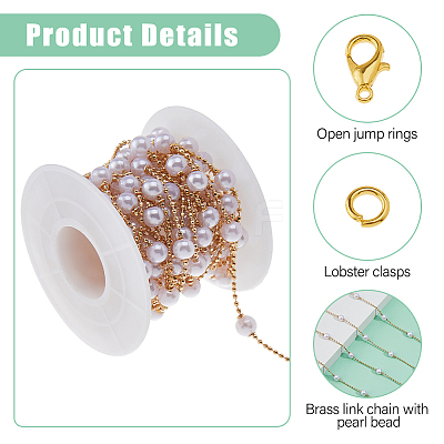 DIY Brass ABS Imitation Pearl Bead Handmade Chains Necklaces Making Kits DIY-HS0001-65B-1