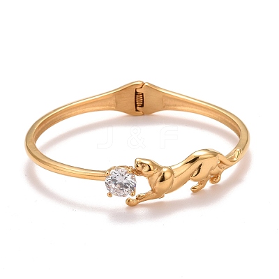 Clear Cubic Zirconia Leopard Cuff Bangle STAS-D165-05G-1