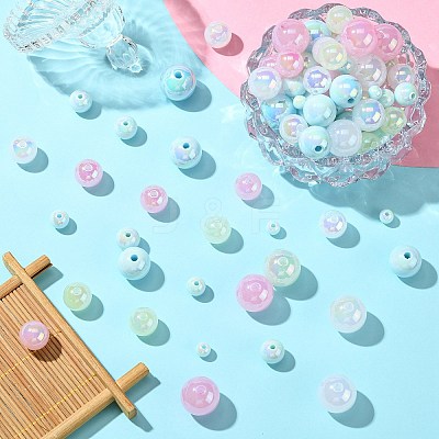 250G UV Plating Rainbow Iridescent Opaque Acrylic Beads PACR-CJ0001-38A-1