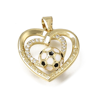 Brass Micro Pave Clear Cubic Zirconia Pendants KK-C262-09B-G-1
