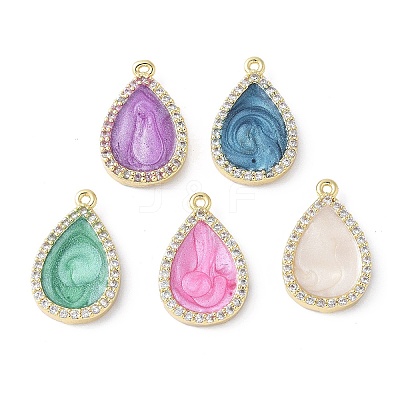 Brass Micro Pave Cubic Zirconia Pendants KK-K399-02G-1