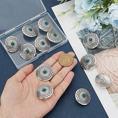 10Pcs 1-Hole Alloy & Resin Beads Buttons BUTT-HY0001-10-1