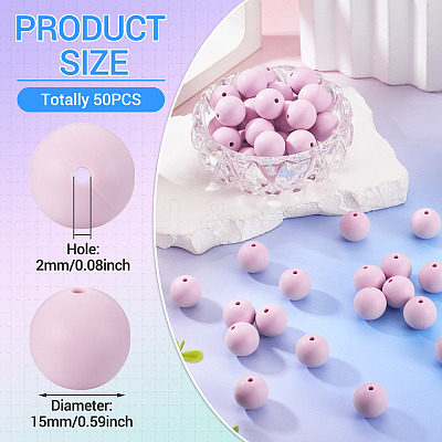 50Pcs Food Grade Eco-Friendly Silicone Beads SIL-TA0002-89F-1