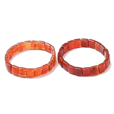 Dyed & Heated Natural Carnelian Faceted Beaded Stretch Bracelets for Women BJEW-K251-08C-1