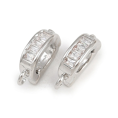 Oval Brass Micro Pave Clear Cubic Zirconia Fold Over Clasps KK-A269-42P-1