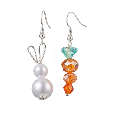 Easter Carrot Glass with Rabbit Acrylic Dangle Earrings for Women EJEW-JE06218-1