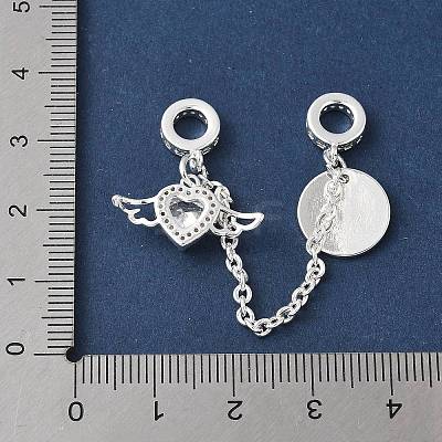 Brass Micro Pave Clear Cubic Zirconia Cable Chain European Beads KK-G531-07B-S-1