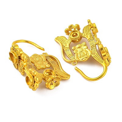 Flower Brass Earring Hooks with Round Tray KK-G502-23A-G-1